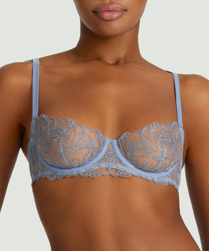 Coco de Mer Elandra Balcony Bra in soft powder blue - Pleasurements