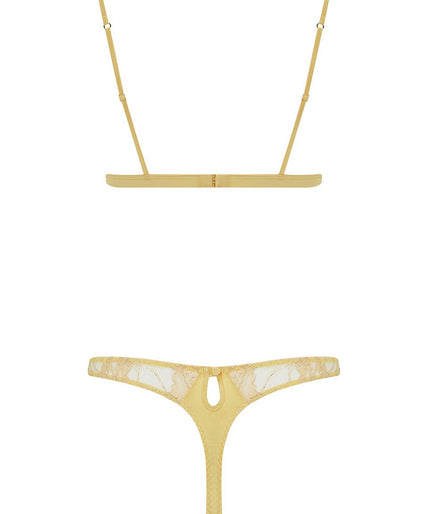 Fiorella Soft Cup Triangle Bra Goud Coco de Mer Fiorella Thong Gold - Pleasurements