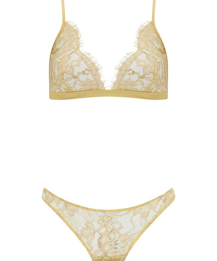 Fiorella Soft Cup Triangle Bra Goud Coco de Mer Fiorella Thong Gold - Pleasurements
