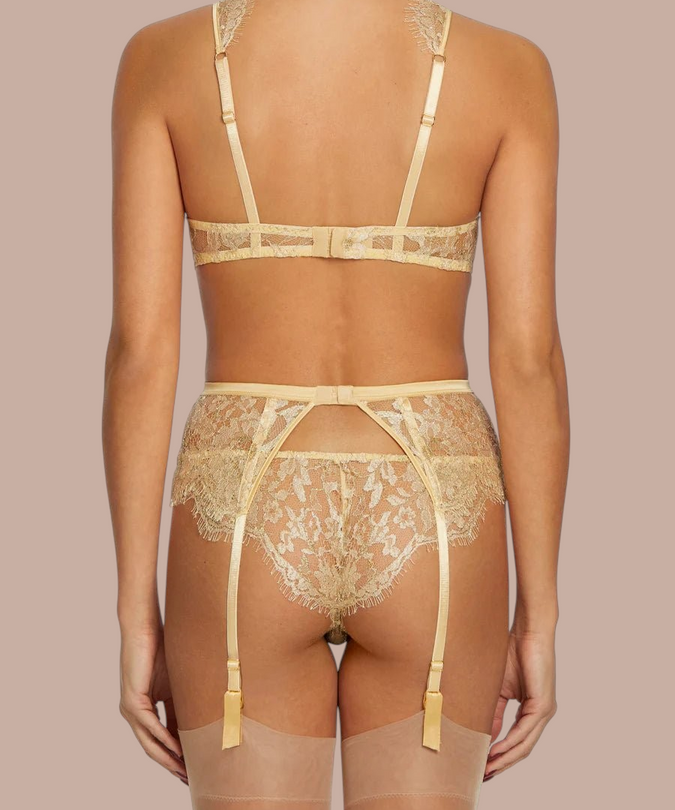 Coco de Mer Fiorella Suspender Belt Gold - Pleasurements