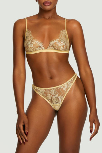 Fiorella Soft Cup Triangle Bra Goud Coco de Mer Fiorella Thong Gold - Pleasurements