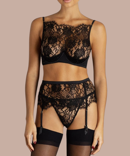 Coco de Mer – Hera Balconette Beha met Hoge Hals Zwart - 60% Korting! Coco de Mer Hera High Neck Balconette Bra - Pleasurements