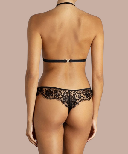 Coco de Mer – Hera String Zwart - 60% Korting! Coco de Mer Hera Thong in Black - Pleasurements