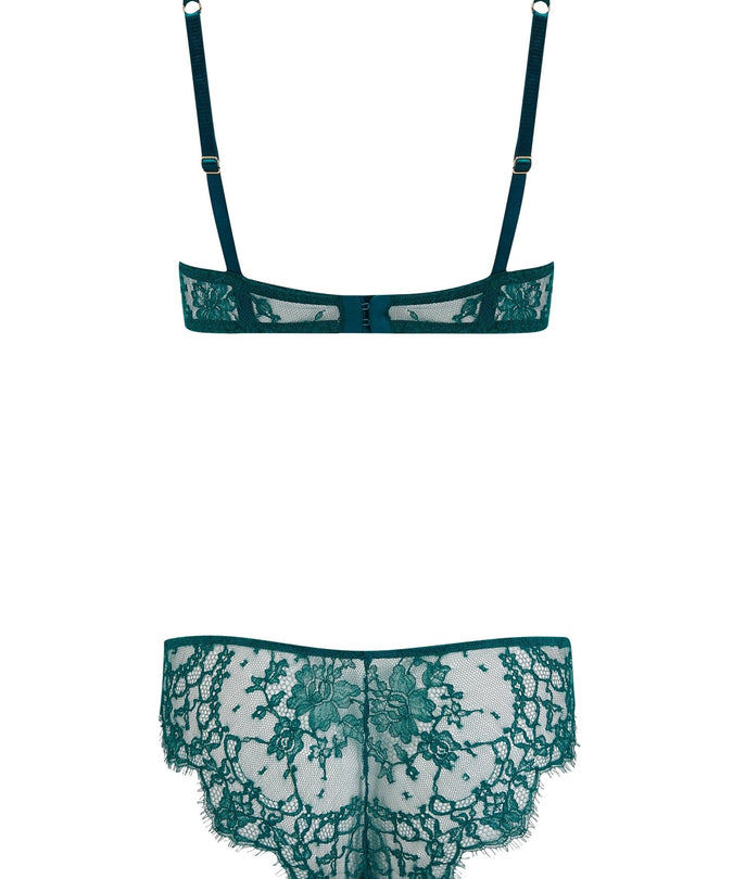 Coco de Mer Nilima Brazilian Knicker in Teal - Pleasurements