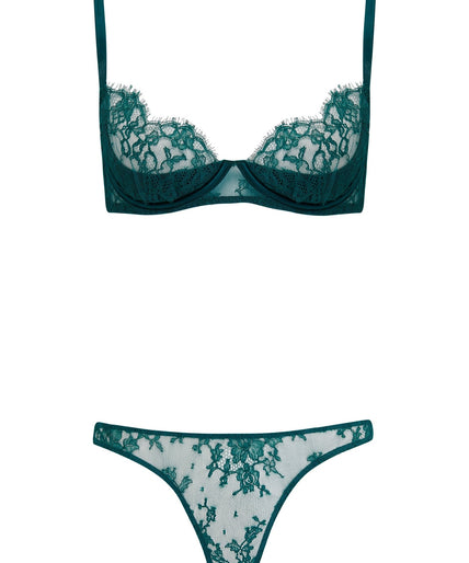 Coco de Mer Nilima Brazilian Knicker in Teal Coco de Mer Nilima Brazilian Knicker in Teal - Pleasurements