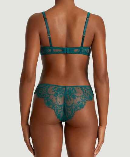 Coco de Mer Nilima Brazilian Knicker in Teal Coco de Mer Nilima Brazilian Knicker in Teal - Pleasurements