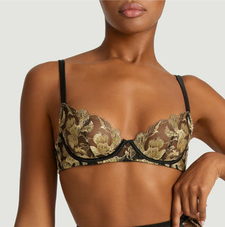 Coco de Mer Oriana Plunge BH in Zwart & Goud Coco de Mer Oriana Plunge Bra in Black & Gold - Pleasurements