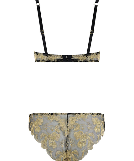 Coco de Mer Oriana Plunge BH in Zwart & Goud Coco de Mer Oriana Plunge Bra in Black & Gold - Pleasurements