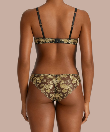 Coco de Mer – Oriana Plunge Bra Black & Gold – 50%! Coco de Mer Oriana Plunge Bra in Black & Gold - Pleasurements