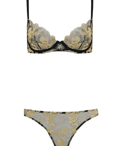 Coco de Mer Oriana Plunge BH in Zwart & Goud Coco de Mer Oriana Plunge Bra in Black & Gold - Pleasurements