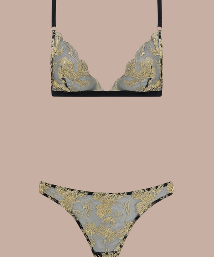 Coco de Mer – Oriana Triangle Bra Black & Gold – 50%! Coco de Mer Oriana Triangle Bra in Black & Gold - Pleasurements