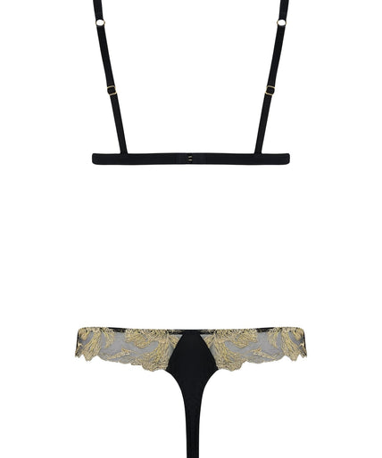 Coco de Mer Oriana Triangle Bra in Black & Gold Coco de Mer Oriana Triangle Bra in Black & Gold - Pleasurements