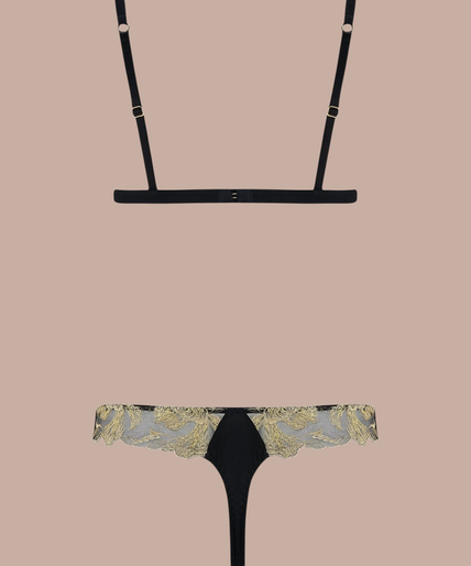 Coco de Mer – Oriana Triangle Bra Black & Gold – 50%! Coco de Mer Oriana Triangle Bra in Black & Gold - Pleasurements