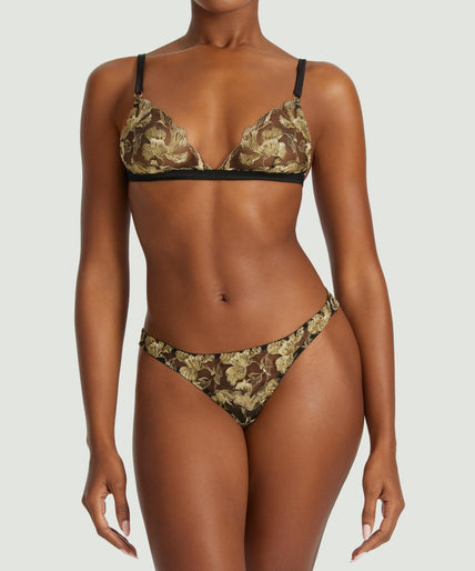 Coco de Mer Oriana Triangle Bra in Black & Gold Coco de Mer Oriana Triangle Bra in Black & Gold - Pleasurements