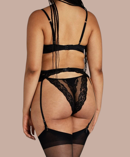Coco de Mer – Seraphine Suspender Black – 50%! Coco de Mer Seraphine Suspender Belt - Pleasurements