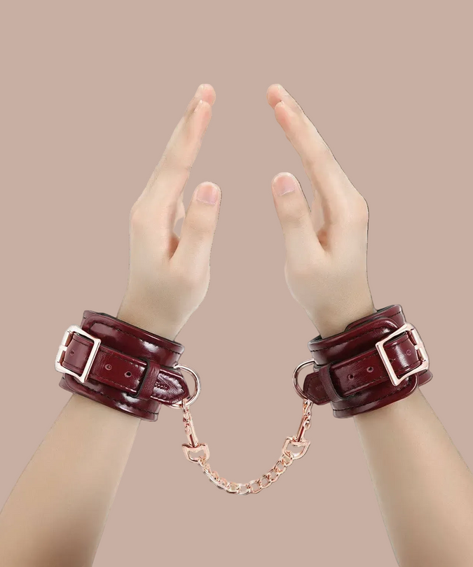 Liebe Seele Leather Wrist Cuffs – Wine Red