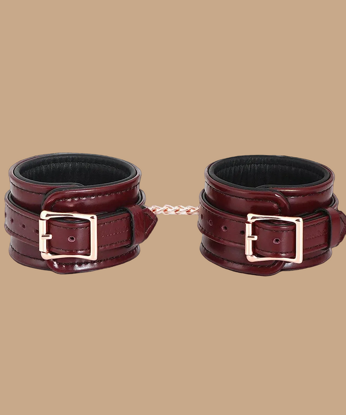 Liebe Seele Leather Ankle Cuffs – Wine Red