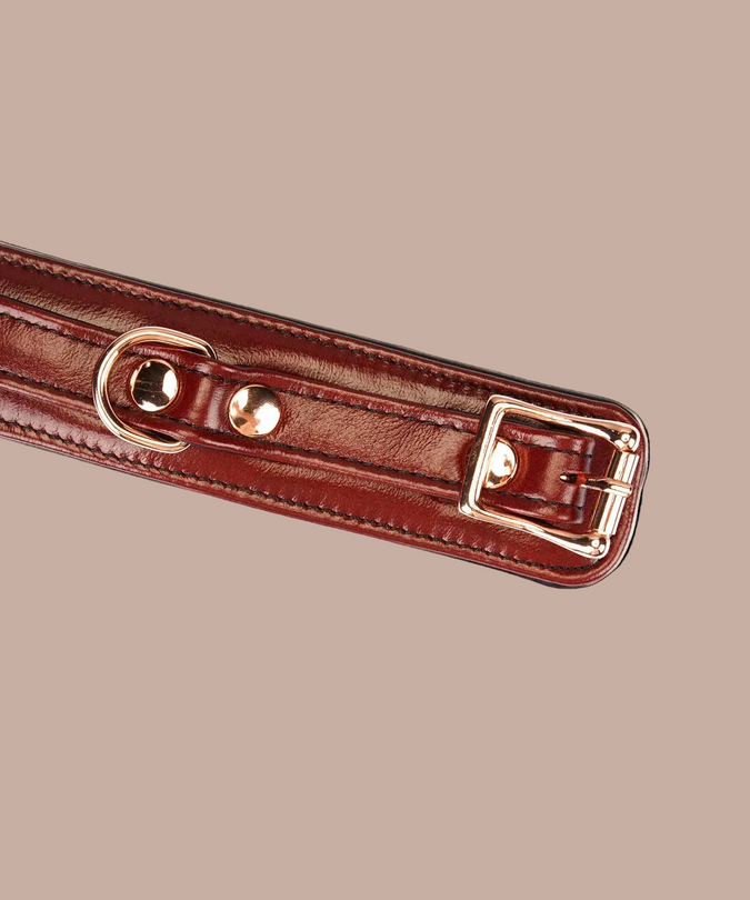 Liebe Seele Narrow Leather Wrist Cuffs – Wine Red