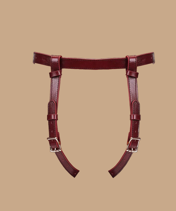Liebe Seele Deluxe Leren Strap-On Harnas – Wijnrood