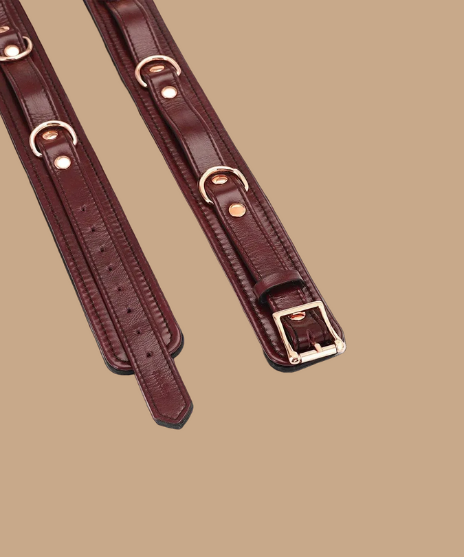 Liebe Seele Leather Thigh Cuffs – Wine Red