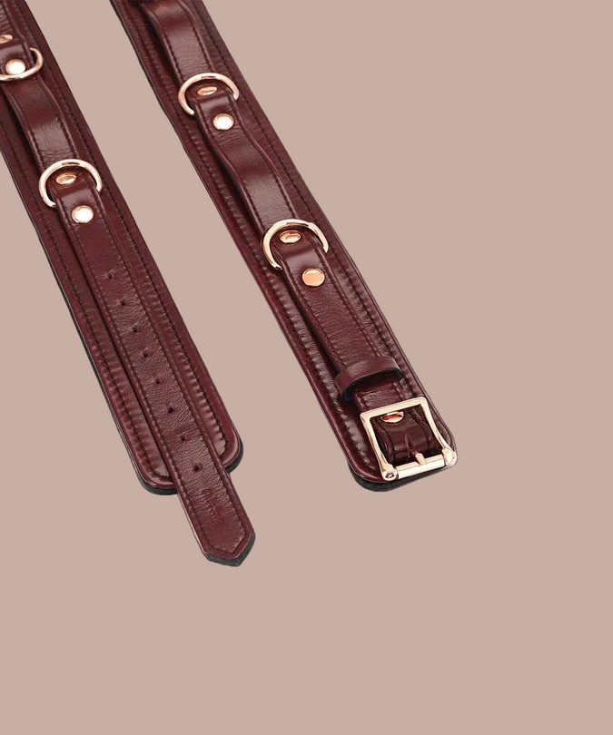 Liebe Seele Leather Thigh Cuffs – Wine Red