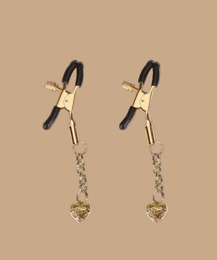 Liebe Seele Gold Nipple Clamps - Hollow Heart Shape Liebe Seele Gold Nipple Clamps - Hollow Heart Shape