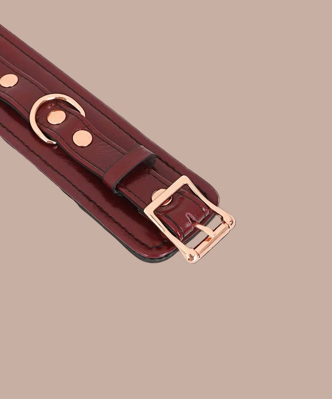 Liebe Seele Leather Wrist Cuffs – Wine Red