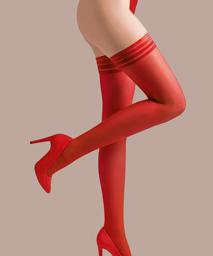 Gabriella Hold Ups Calze Lux Gabriella Hold Ups Lux Red - Pleasurements