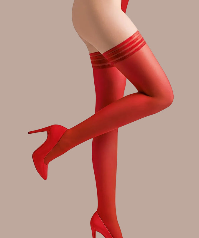 Gabriella Hold Ups Lux Red - Pleasurements