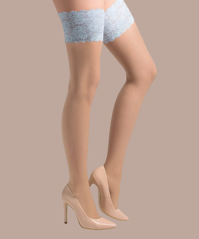 Gabriella in Love Hold Ups Isabelle Natural/Blue - Pleasurements