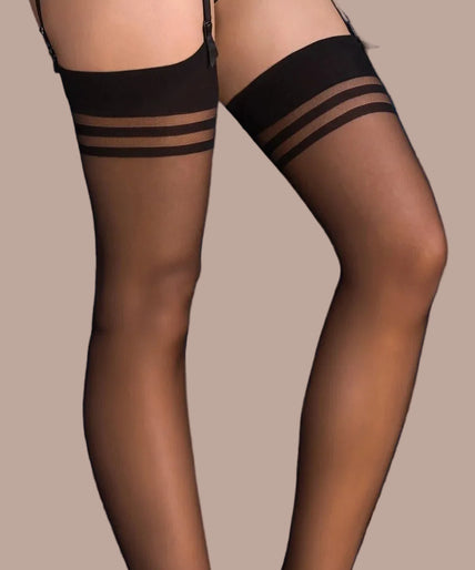 Gabriella Stockings voor suspenders Enif Gabriella Stockings Enif Black - Pleasurements
