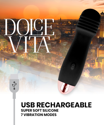 DOLCE VITA - RECHARGEABLE VIBRATOR THREE BLACK 7 SPEED DOLCE VITA - RECHARGEABLE VIBRATOR THREE BLACK 7 SPEED