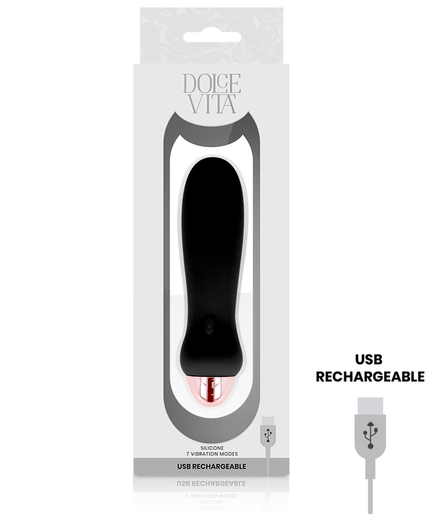 DOLCE VITA - RECHARGEABLE VIBRATOR FIVE BLACK 7 SPEEDS DOLCE VITA - RECHARGEABLE VIBRATOR FIVE BLACK 7 SPEEDS
