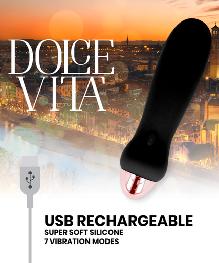 DOLCE VITA - RECHARGEABLE VIBRATOR FIVE BLACK 7 SPEEDS DOLCE VITA - RECHARGEABLE VIBRATOR FIVE BLACK 7 SPEEDS