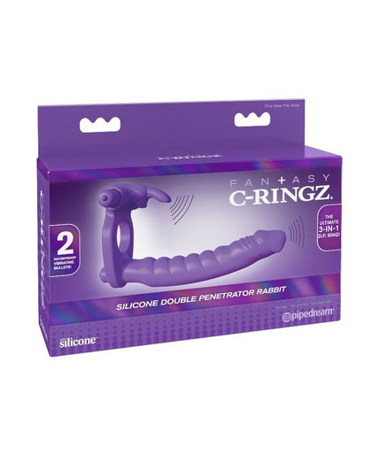 FANTASY C-RINGZ - SILICONE DOUBLE VIBRATOR RABBIT FANTASY C-RINGZ - SILICONE DOUBLE VIBRATOR RABBIT