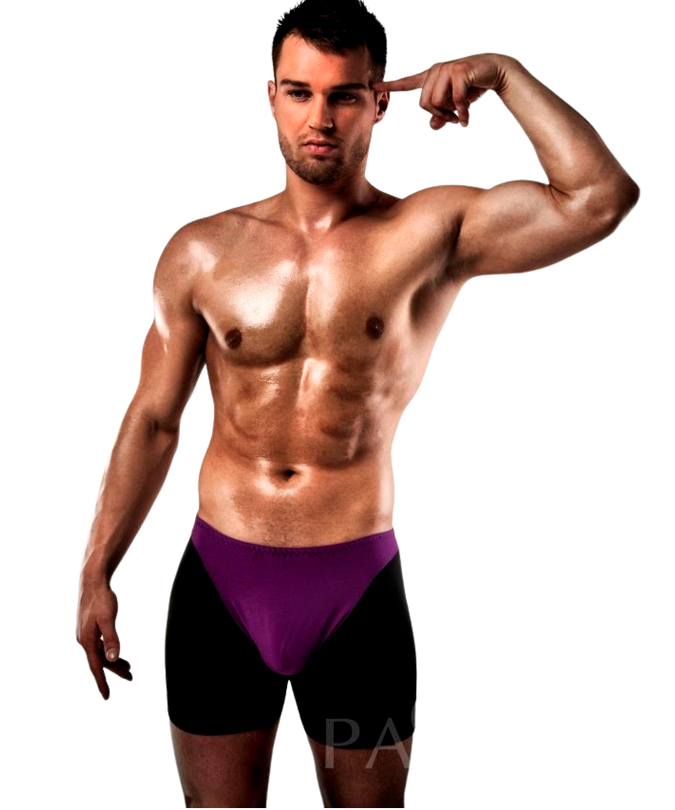 PASSION - BOXER 009 LILAC/BLACK EROTIC LINGERIE S/M