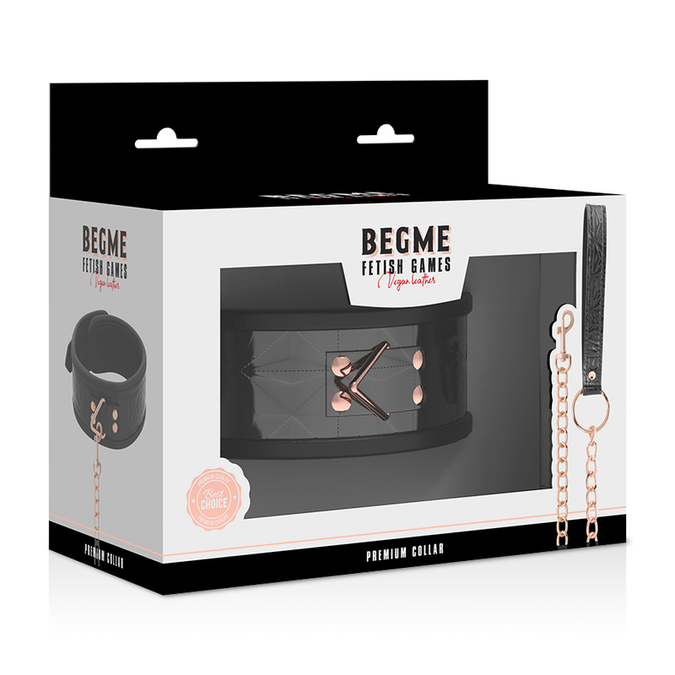 Begme – Black Edition Basic Vegan Leren Halsband met Neopreen Voering