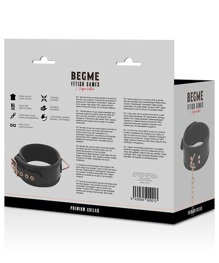 BEGME - BLACK EDITION PREMIUM VEGAN LEATHER COLLAR WITH NEOPRENE LINING BEGME - BLACK EDITION PREMIUM VEGAN LEATHER COLLAR WITH NEOPRENE LINING