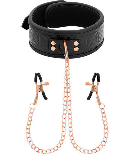 BEGME - BLACK EDITION COLLAR WITH NIPPLE CLAMPS WITH NEOPRENE LINING BEGME - BLACK EDITION COLLAR WITH NIPPLE CLAMPS WITH NEOPRENE LINING