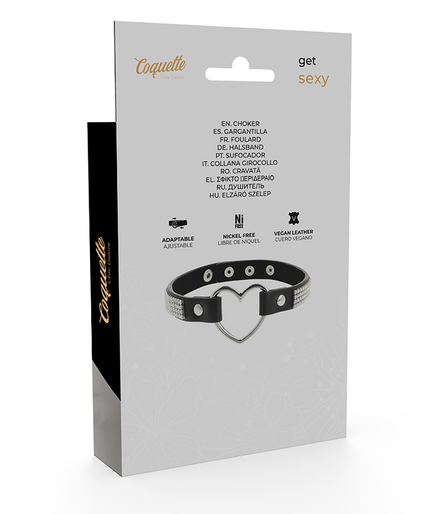 COQUETTE CHIC DESIRE - VEGAN LEATHER CHOKER WITH HEART COQUETTE CHIC DESIRE - VEGAN LEATHER CHOKER WITH HEART