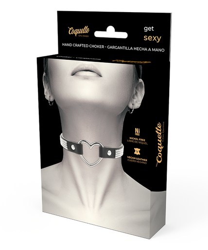 COQUETTE CHIC DESIRE - VEGAN LEATHER CHOKER WITH HEART COQUETTE CHIC DESIRE - VEGAN LEATHER CHOKER WITH HEART
