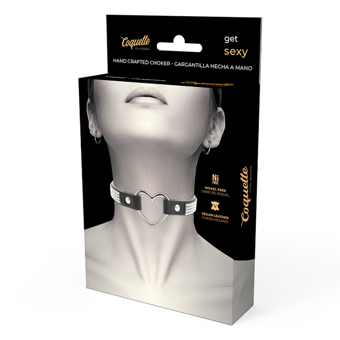 Coquette Chic Desire – Vegan leren choker met hartje
