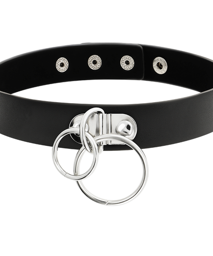 COQUETTE CHIC DESIRE - DOUBLE RING VEGAN LEATHER CHOKER COQUETTE CHIC DESIRE - DOUBLE RING VEGAN LEATHER CHOKER