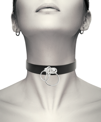 COQUETTE CHIC DESIRE - DOUBLE RING VEGAN LEATHER CHOKER COQUETTE CHIC DESIRE - DOUBLE RING VEGAN LEATHER CHOKER