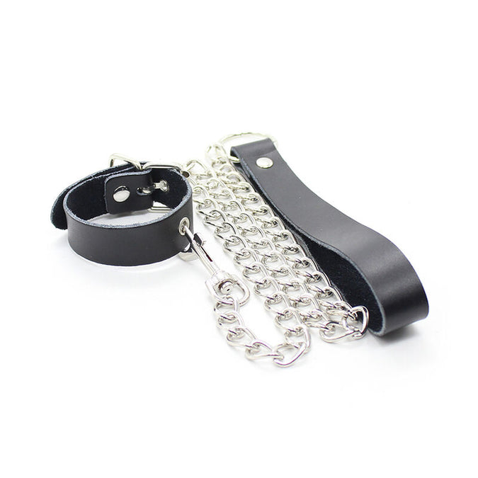 OHMAMA FETISH - PENISHANGER EN LEREN BAND MET METALEN KETTING