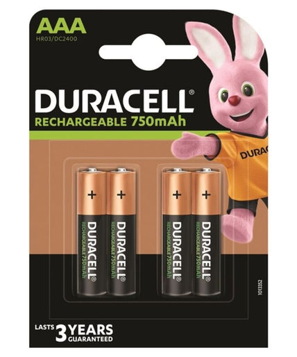 DURACELL - OPLAADBARE BATTERIJ HR03 AAA 750mAh 4 STUKS DURACELL - OPLAADBARE BATTERIJ HR03 AAA 750mAh 4 STUKS