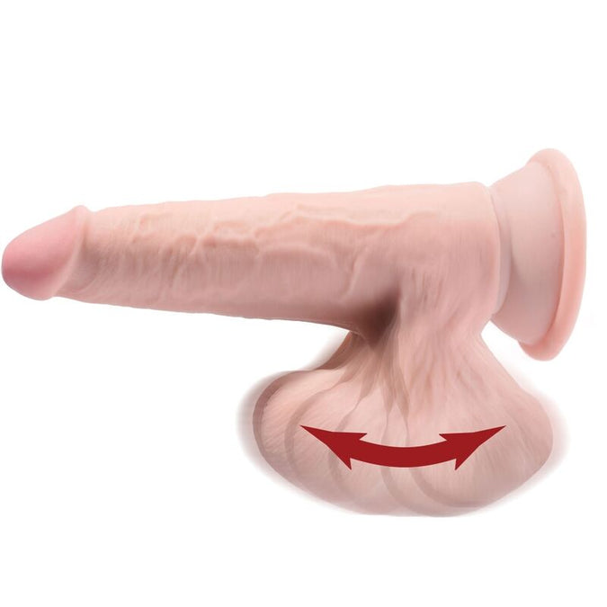 Pleasurements – King Cock Plus – 3D dildo met schommelende ballen 15,2 cm lichte huid