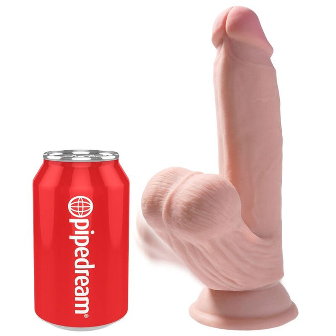 Pleasurements – King Cock Plus – 3D dildo met schommelende ballen 15,2 cm lichte huid
