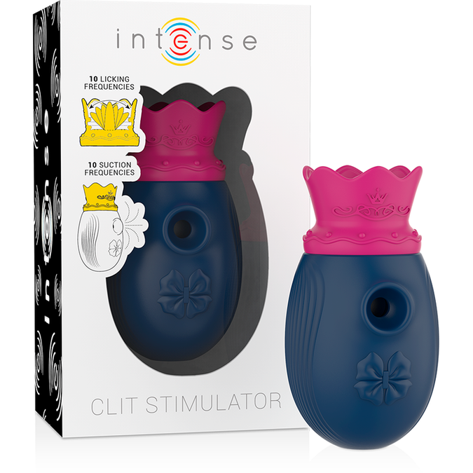 Intense – Clitorisstimulator met 10 zuig- en likmodi – Blauw