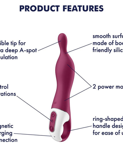 SATISFYER - AMAZING 1 ASPOT VIBRATOR BERRY SATISFYER - AMAZING 1 ASPOT VIBRATOR BERRY